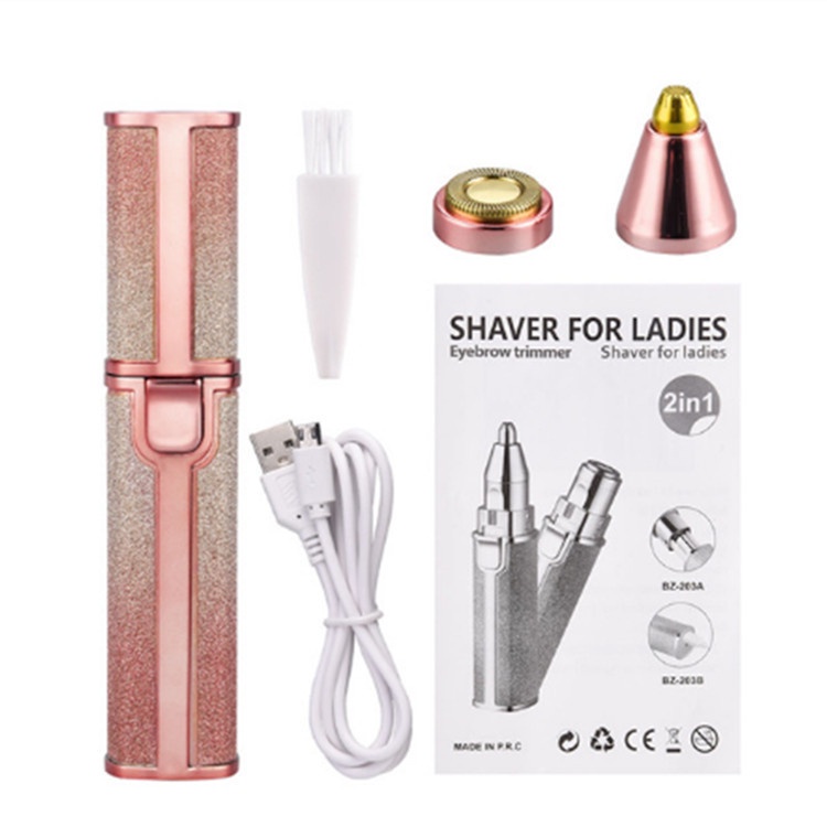 ❤️Loại 2in1❤️ Bút Tỉa Lông Mày, Ria Mép Đa Năng 2 In 1 Thiết Kế Hình Thỏi Son - Máy Cạo Lông Toàn Thân An Toàn