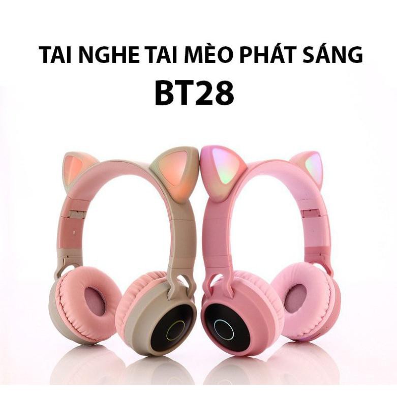 Tai nghe mèo bluetooth chụp tai,headphone mèo dễ thương cho nữ mới BH 12 tháng Cực rẻ