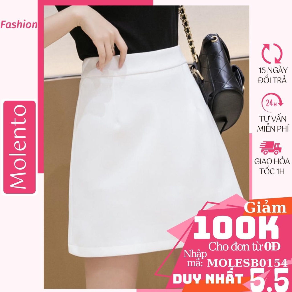 Chân Váy Chữ A Ngắn Công Sở Lưng Cao Khóa Kéo Có Quần Lót Vintage Ulzzang Phong Cách Hàn Quốc Trẻ Trung Molento M12