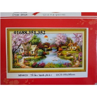Tranh thêu chữ thập Tổ Ấm Hạnh Phúc 195x103