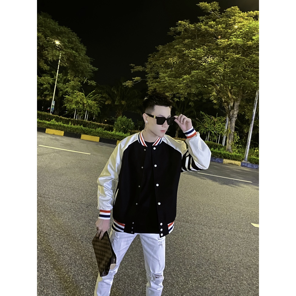 Áo Khoác Bomber Nam Thom Hình Thêu Bông Cá Heo Cực Chất . Áo Khoác Bomber Nam Nữ Thom Cao Cấp - MINH TÂY STORE