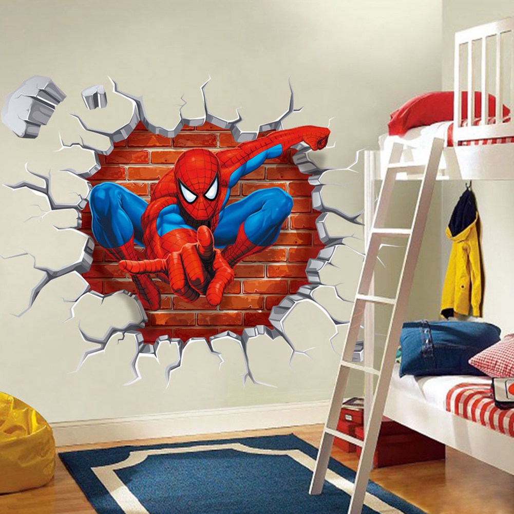 Sticker dán tường họa tiết 3D hình các siêu anh hùng trong Marvel Avengers dùng trang trí phòng trẻ nhỏ