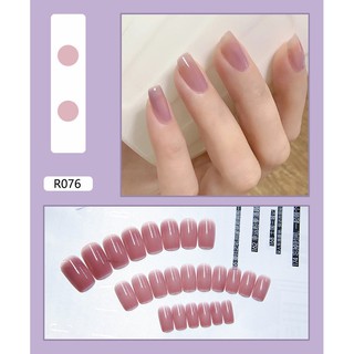 Set 24 móng tay giả họa tiết 3D cao cấp kèm keo dán hồng nude 076
