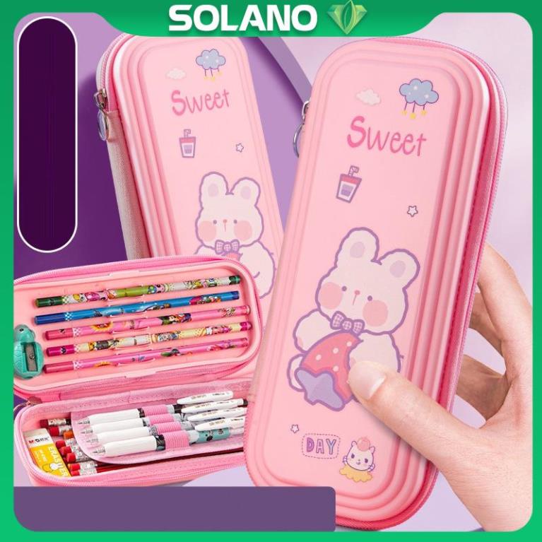 Hộp đựng bút SOLANO hộp bút cute nhiều ngăn đa năng hình hoạt hình cho học sinh kèm quà tặng SP-001363