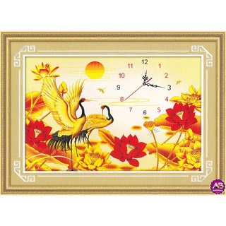 Tranh Đính Đá ABC 3D Đồng Hồ Bạch Hạc Mãn Đường DF2466 (KHÁCH TỰ ĐÍNH) KT:75X50CM