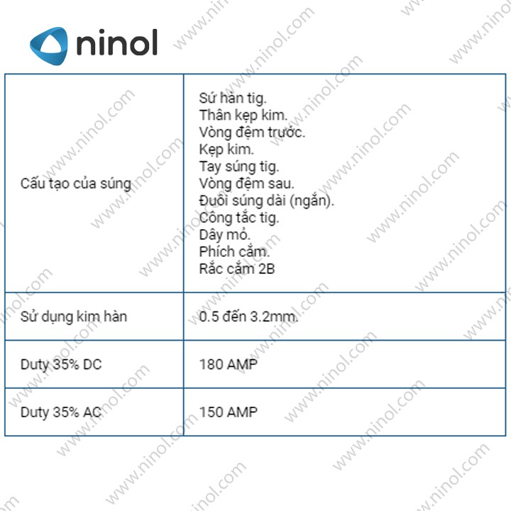 Bộ dây súng hàn Tig WP26 có mỏ hàn dài 4, 7, 10, 15 mét