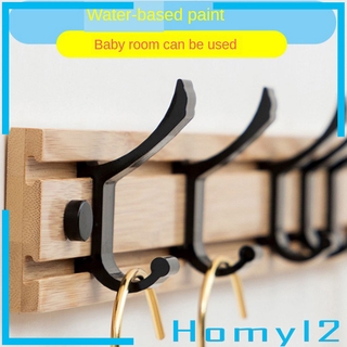 Bamboo Coat Rack Hooks Wall Mounted Robe Hat Clothes Towel Hanger