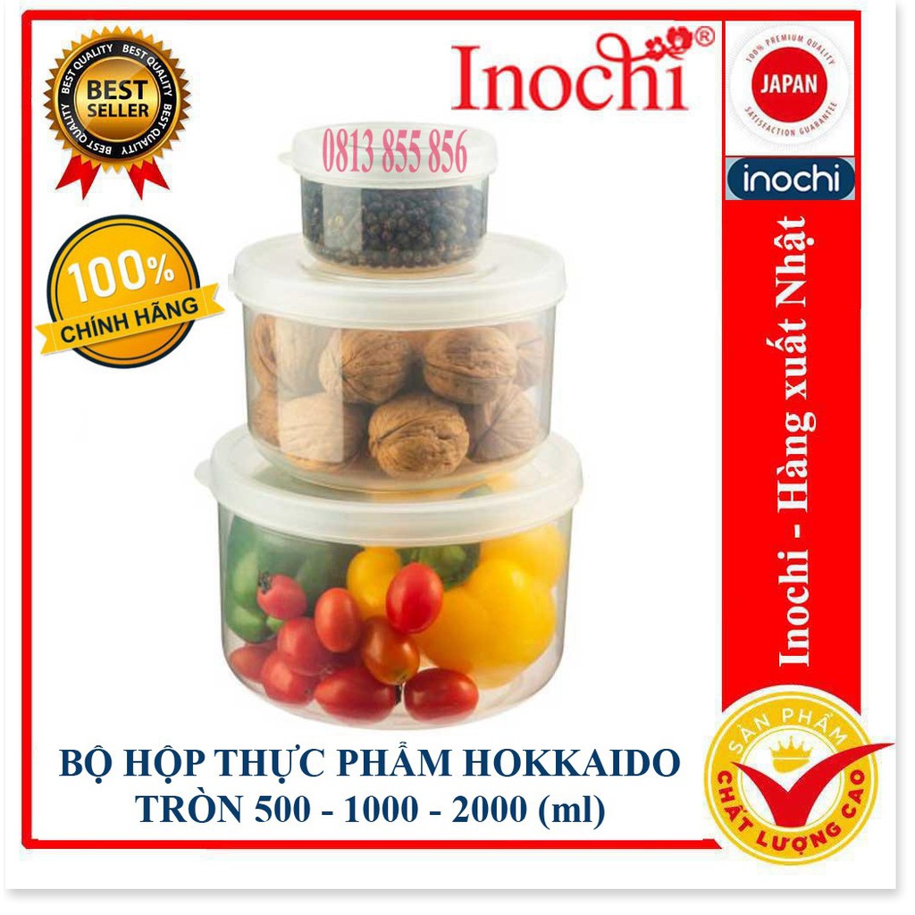 Bộ 3 Hộp Nhựa Đựng Thực Phẩm, Thức Ăn Hokkaido Tròn - Nhựa Cao Cấp Trong Suốt Bền Kín Chịu Nhiệt Cao Tiêu Chuẩn Nhật
