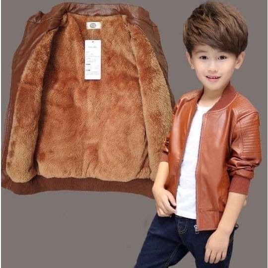 Áo khoác da lót lông siêu ấm cho bé trai bé gái