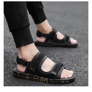Dép sandal nam ĐẾ CHỮ quai dán cao su, dép quai hậu đi học