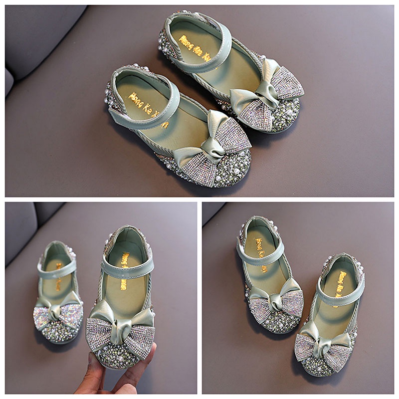 SUGE Giày Búp Bê Công Chúa Đính Kim Sa Lấp Lánh Cho Bé Gái