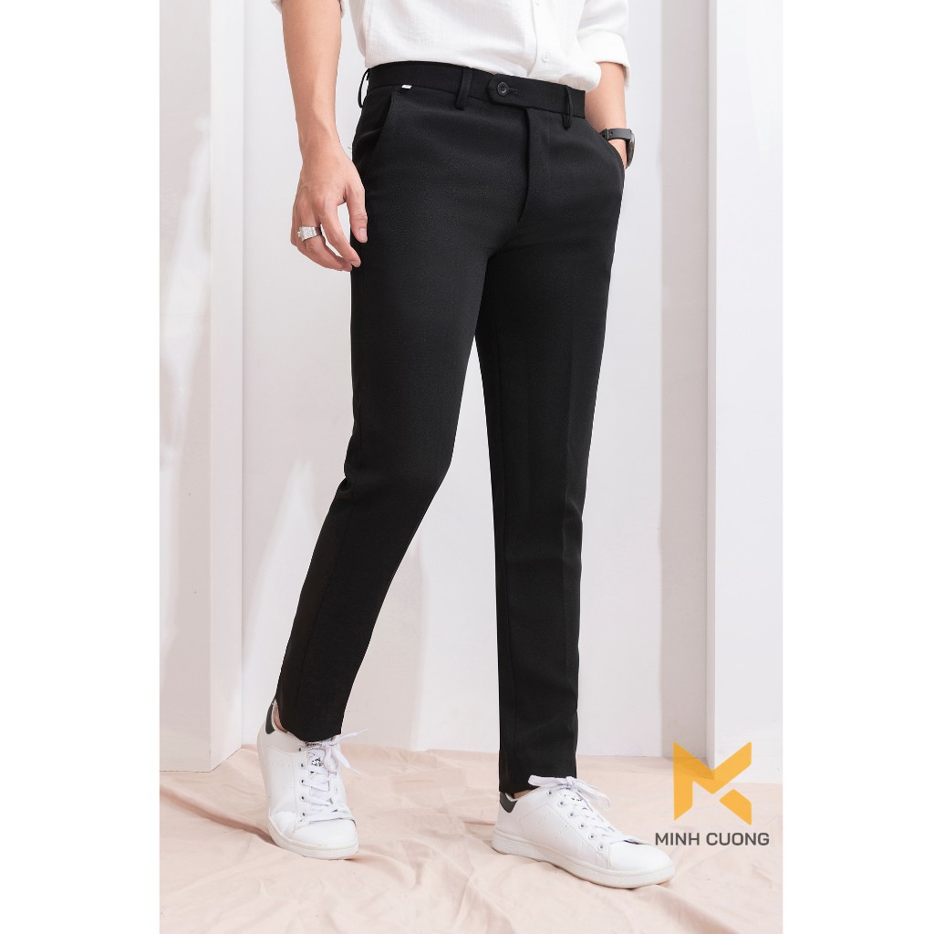 Quần tây đen nam đẹp dáng ôm côn, chất vải tuyết mưa dầy dặn, co giãn 4 chiều