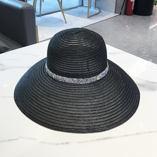 Mũ Cói Che Nắng Chống Tia Cực Tím Có Dây Bạc Có Thể Gập Lại Thời Trang Đi Biển Mùa Hè Cho Nữ