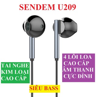 Tai nghe nhét tai kim loại SENDEM U209 Tặng kèm tứi đựng cực chất-4 lõi loa cao cấp - Giảm tiếng ồn - Âm thanh cực đỉnh