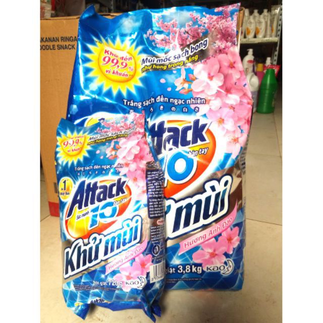 Bột giặt khử mùi Attack  hương OẢI HƯƠNG - ANH ĐÀO 4,5KG