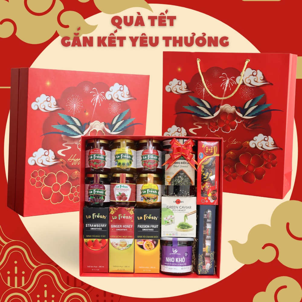 Set Quà Tết CAO CẤP Xuân 2022 (Quà TẾT ý nghĩa, Bao Chất Lượng) - Hộp giấy sang trọng - Giỏ quà tết đẹp