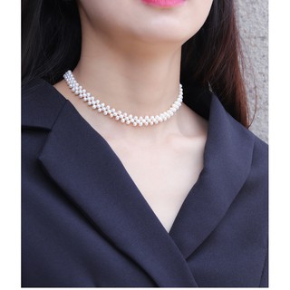 Dây chuyền trai choker phối kiểu size 4-5 li