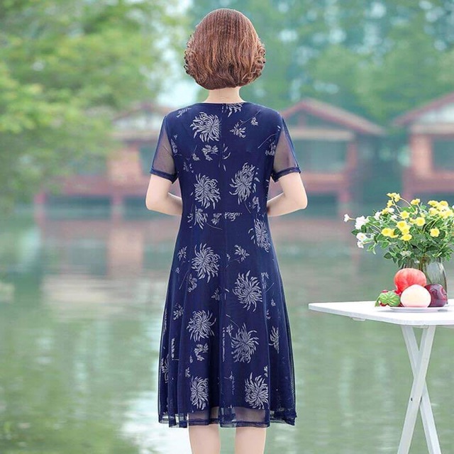 Đầm voan nữ trung niên cao cấp kiểu dáng sang trọng NP1091