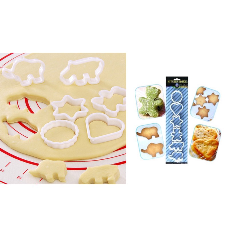 Bộ 6 khuôn nhấn bánh quy nhựa ⚡ HÀNG CAO CẤP ⚡ khuôn nhựa nhấn bánh quy kích thước nhỏ gọn dễ thao tác sử dụng