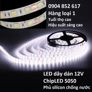 Dây led dán 5050 điện 12V cuộn dài 5m ánh sáng trắng