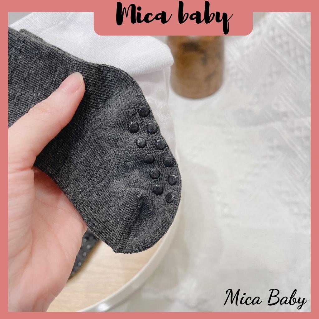 Set 12 đôi tất chống trơn trượt cổ lỡ tone màu basic cho bé Mica baby T19