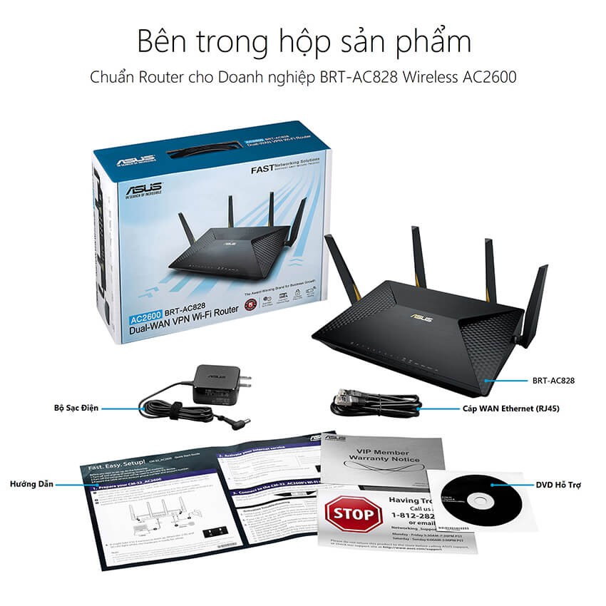 Bộ phát wifi Asus BRT-AC828 Băng tần kép AC2600Mbps MU-MIMO (Hàng chính hãng)