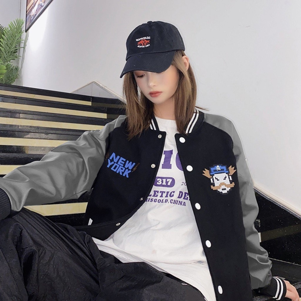 Áo khoác dù bomber nút bấm, áo khoác dù thêu logo cực chất KD3 | BigBuy360 - bigbuy360.vn