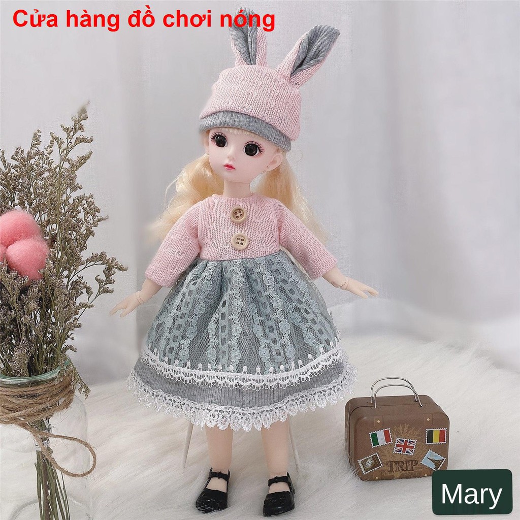 bé dễ thương 30 cm Barbie bộ công chúa nhỏ 3D mắt 22 khớp 6 điểm bjd net búp bê màu đỏ trẻ em