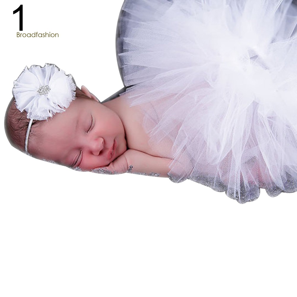 Set Băng Đô Hoa + Chân Váy Tutu Chụp Ảnh Cho Bé Gái