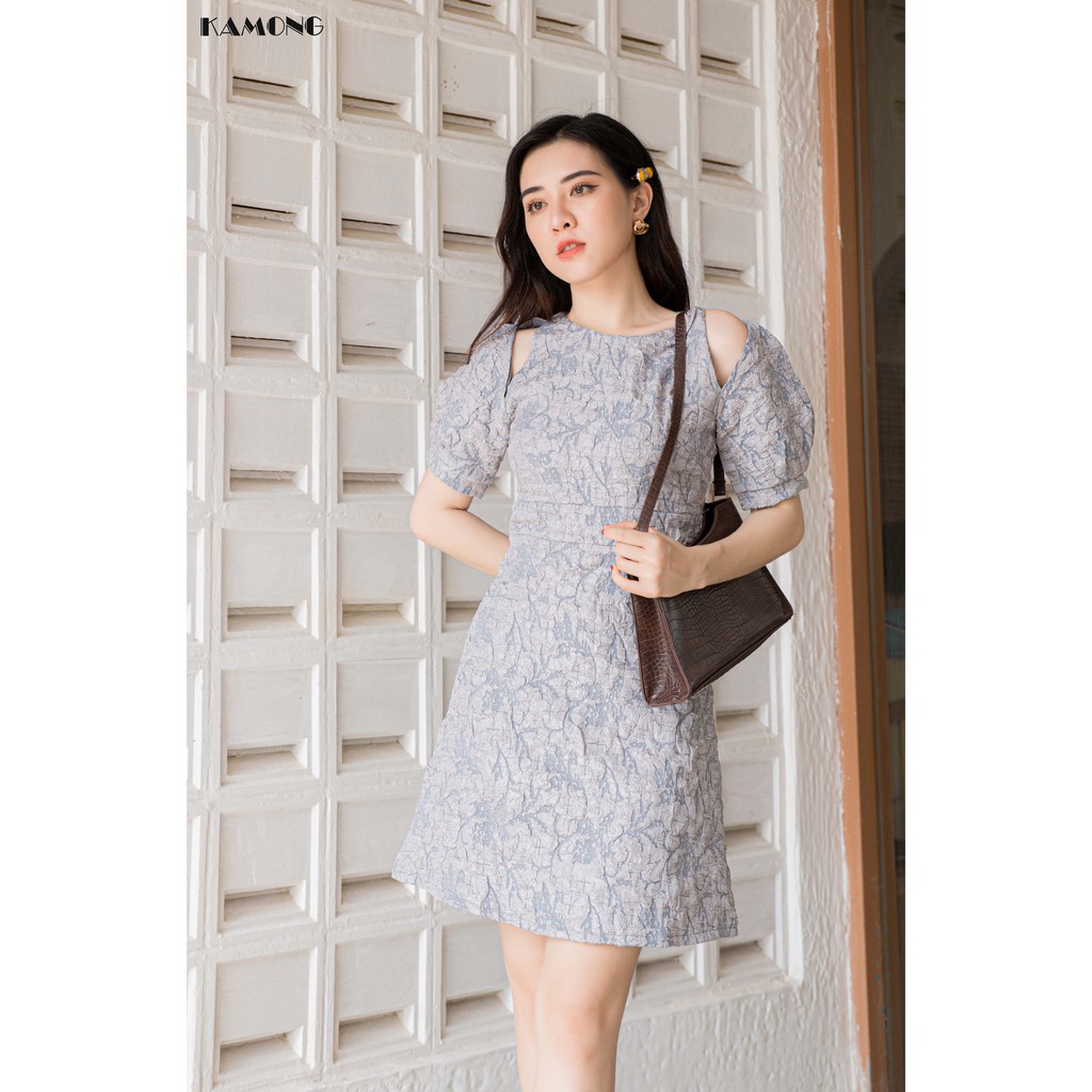 Đầm gấm khoét vai KAMONG D123 | BigBuy360 - bigbuy360.vn