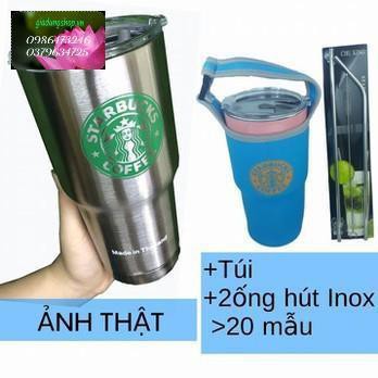 BÌNH GIỮ NHIỆT - LY GIỮ NHIỆT INOX THÁI LAN STARBUCK + 2 ỐNG HUT + TÚI CHỐNG SỐC  [ mua nhiều giảm giá ]]