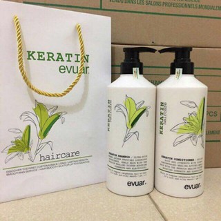 Cặp Dầu gội và dầu xả Evuar keratin 758ml x2