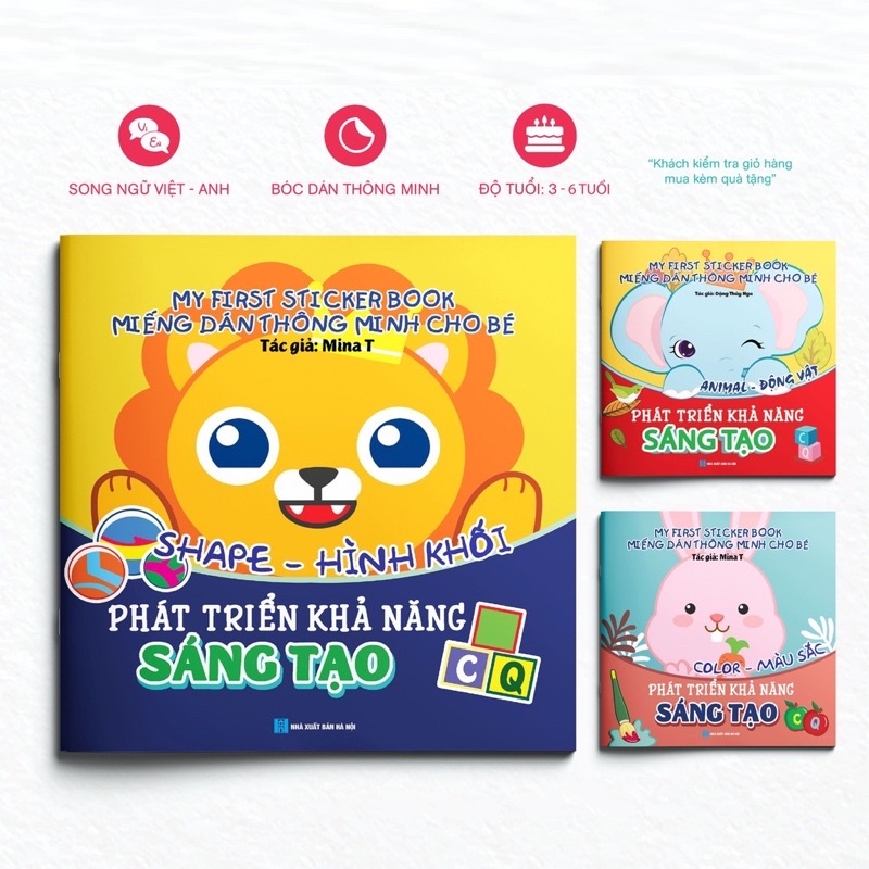 Sách - Combo 3 cuốn bóc dán Thông Minh Cho Bé - Phát Triển Khả Năng Sáng Tạo - My First Sticker Book ( Bộ 3 cuốn )