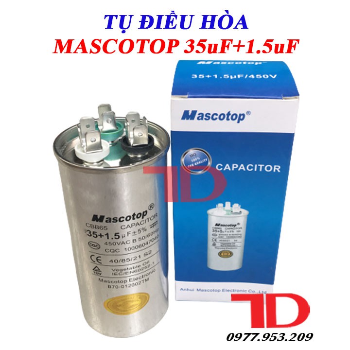 Tụ điều hòa MASCOTOP 30uF 40uF 45uF,  Capacitor Mascotop - Điện Lạnh Thuận Dung