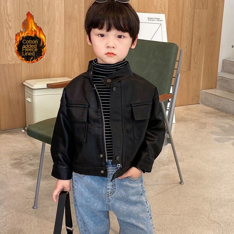 Áo khoác da lót nhung thời trang xuân thu cho bé