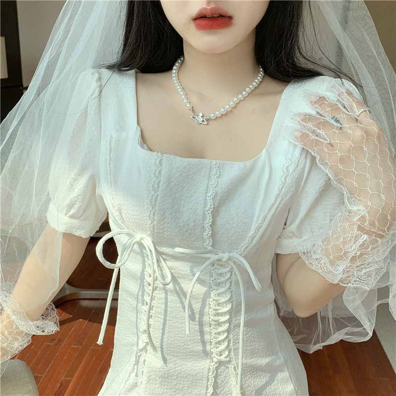 Đầm nữ trắng kiểu a dáng xòe Emilyshop