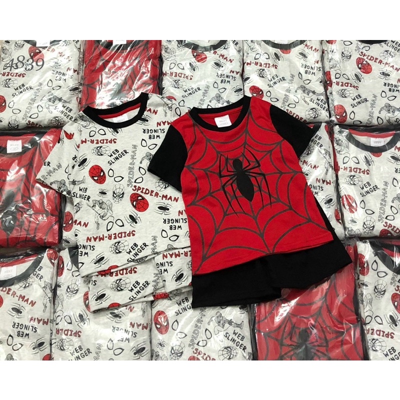 Set 2 bộ cotton cộc tay người nhện cho bé trai, 2 bộ spider man bé trai xuân hè 2022, set bộ siêu nhân cho bé trai