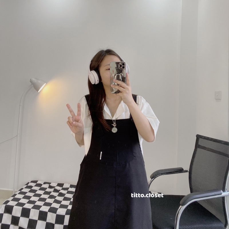 Váy Yếm Ulzzang Thêu Chỉ Nổi Titto - Mẫu Độc Quyền - Ảnh Thật - Titto Closet