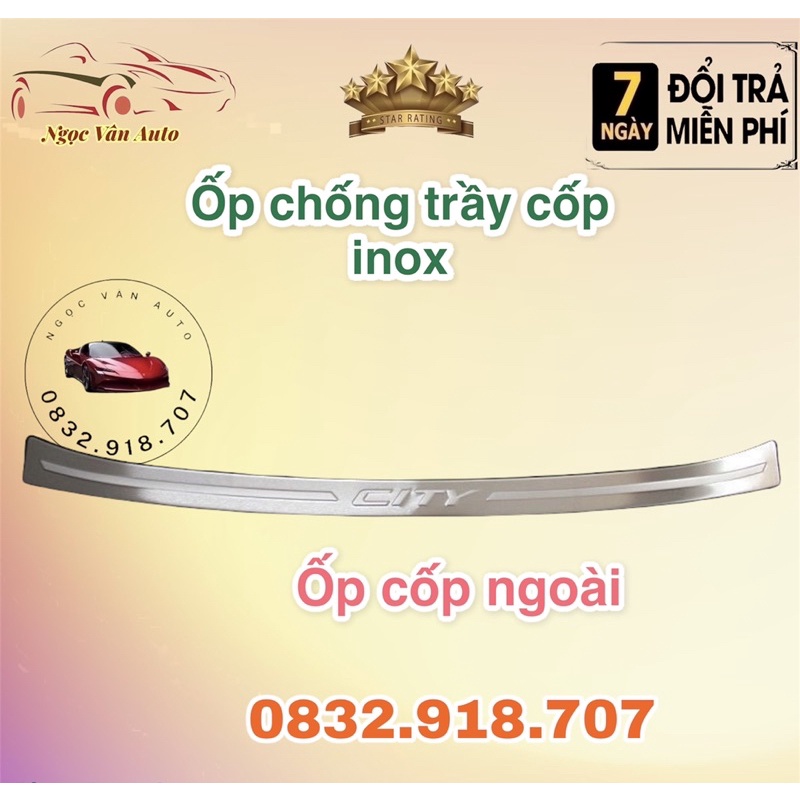 Ốp chống trầy cốp Honda City 2014 - 2020. 2021-2023 inox cao cấp