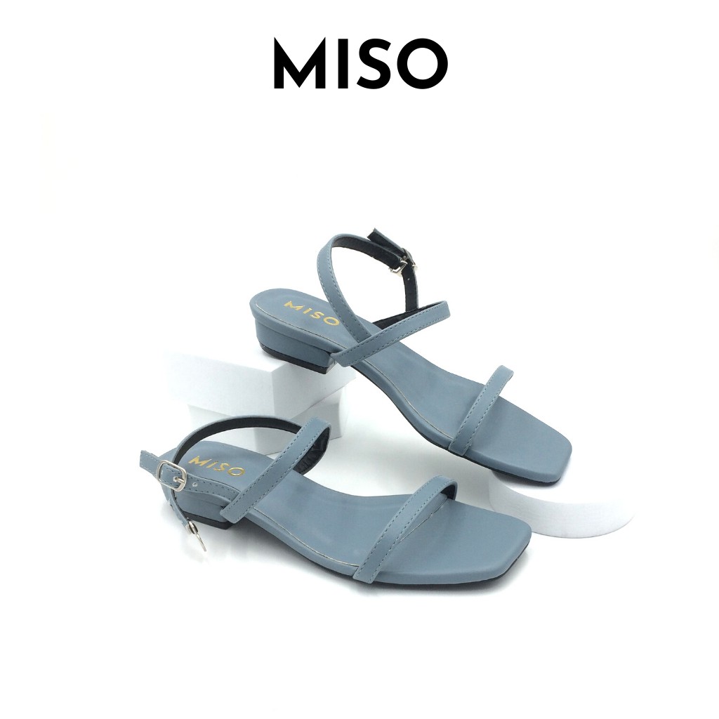 Giày sandal nữ basic mũi vuông trendy quai ngang mảnh gót 2cm nhẹ nhàng nữ tính MISO M008