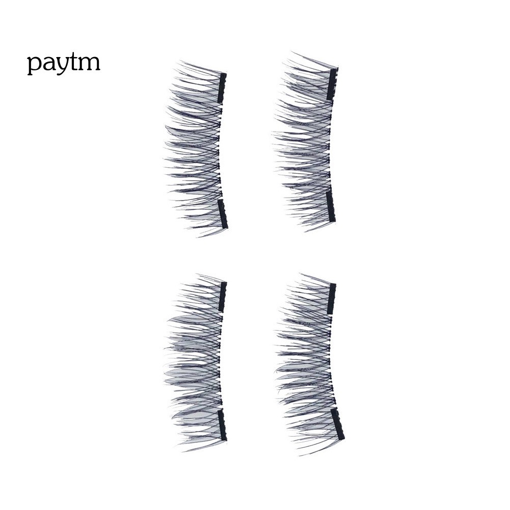 PM 8Pcs/Set Magnetic Reusable Natural Thick Faux Grafting Eyelashes with Tweezers