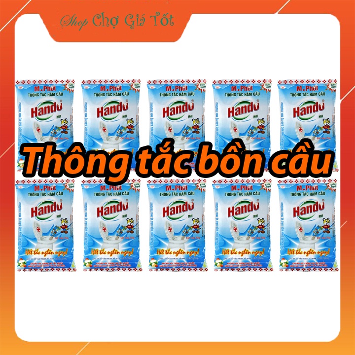 Bộ 10 gói bột thông tắc hầm cầu bể phốt Hando 300Gr [Đổ định kì để đạt hiệu quả tốt nhất]