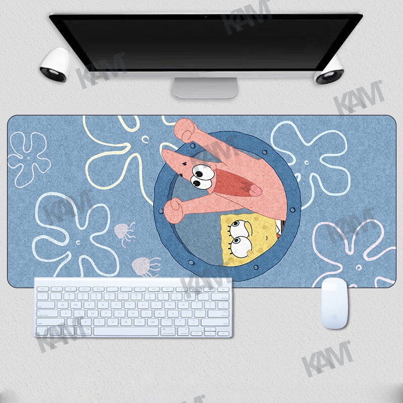 Tấm Lót Chuột Và Bàn Phím Cỡ Lớn 800mmx300mm Hình SpongeBob Chống Thấm Nước