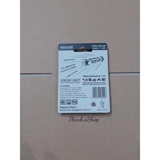 Vỉ 2 pin đũa AAA 1.5V Maxell Alkaline chính hãng dùng cho máy đo huyết áp, chuột vi tính, remote