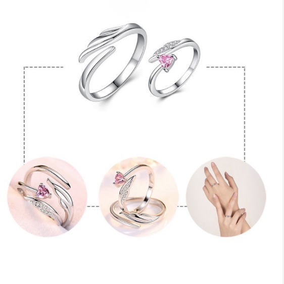 Nhẫn Đôi Cánh Thiên Thần Đính Kim Cương Nhân Tạo