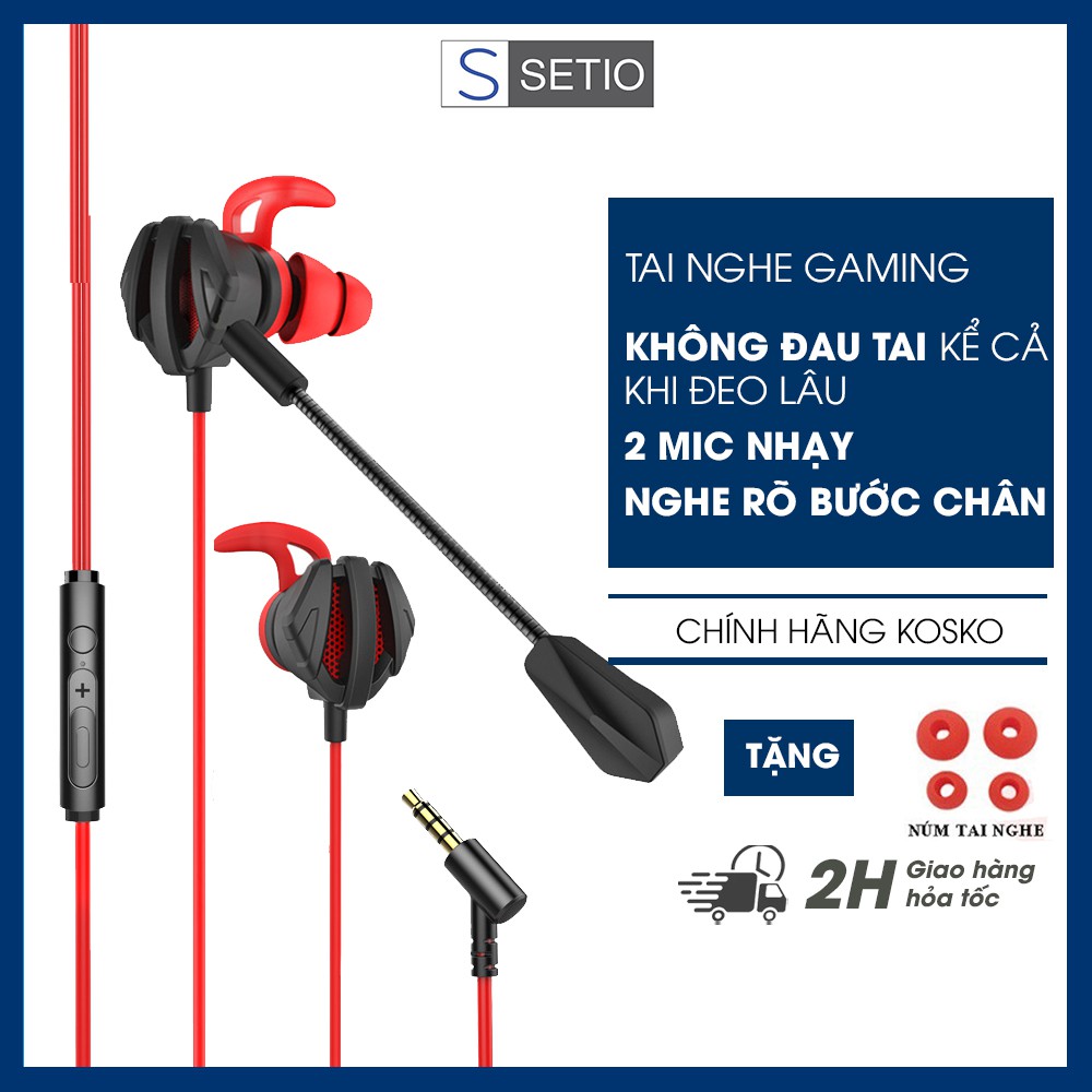 Tai nghe gaming KOSKO G6 nhét tai có mic cho game thủ chơi game điện thoại pc