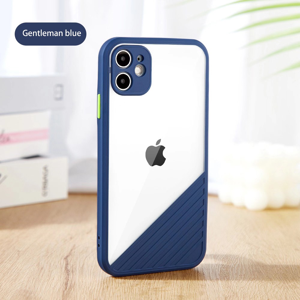 Ốp điện thoại Acrylic Silicon trong suốt chống sốc viền nhiều màu sắc cho iPhone 11 Pro Max XR XS Max X 8 7 Plus