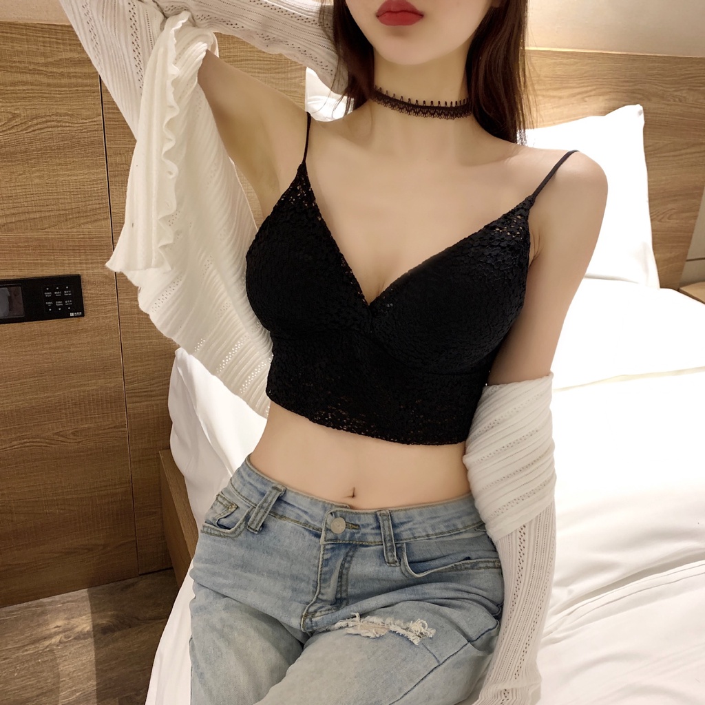 Áo bra nữ ren 2 dây, áo lót không gọng họa tiết hoa cực đẹp và dễ thương JOCOSI B2792