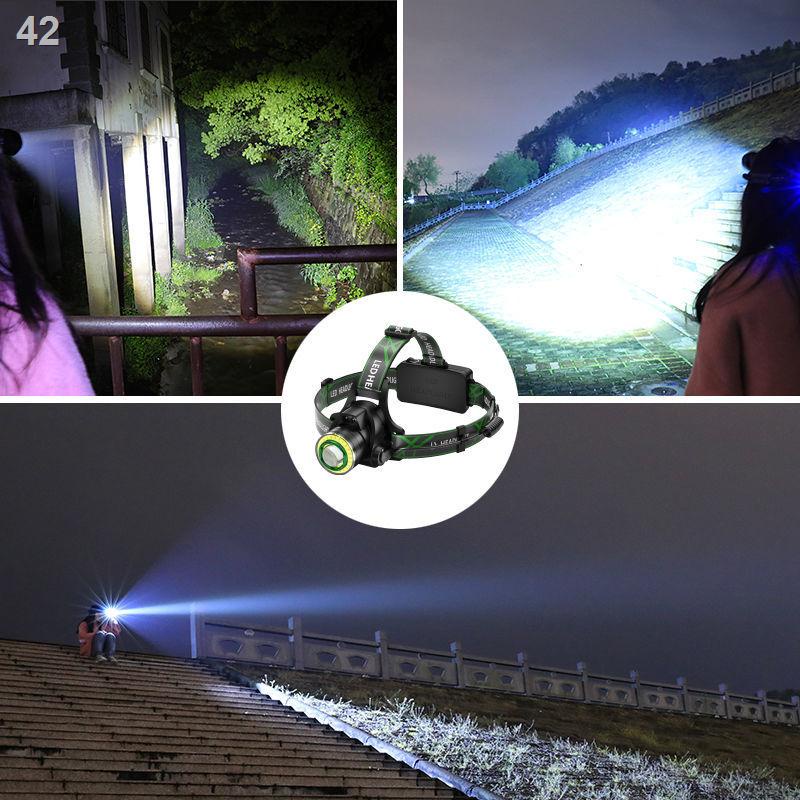 2021❉Đèn pha LED siêu sáng, có thể sạc lại, cảm biến ánh sáng mạnh, pin dã chiến, câu cá ban đêm, gắn trên đầu cực của t