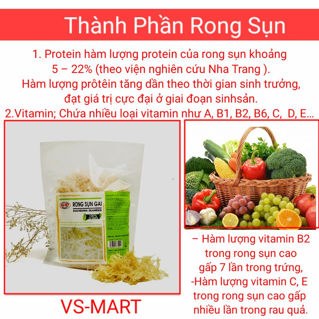 Rong sụn gai🌿Sấy khô🌿Đặc sản nha trang 100%tự nhiên/ Làm gỏi chay /  gỏi hải sản/Khối lượng 200g /Sea Việt